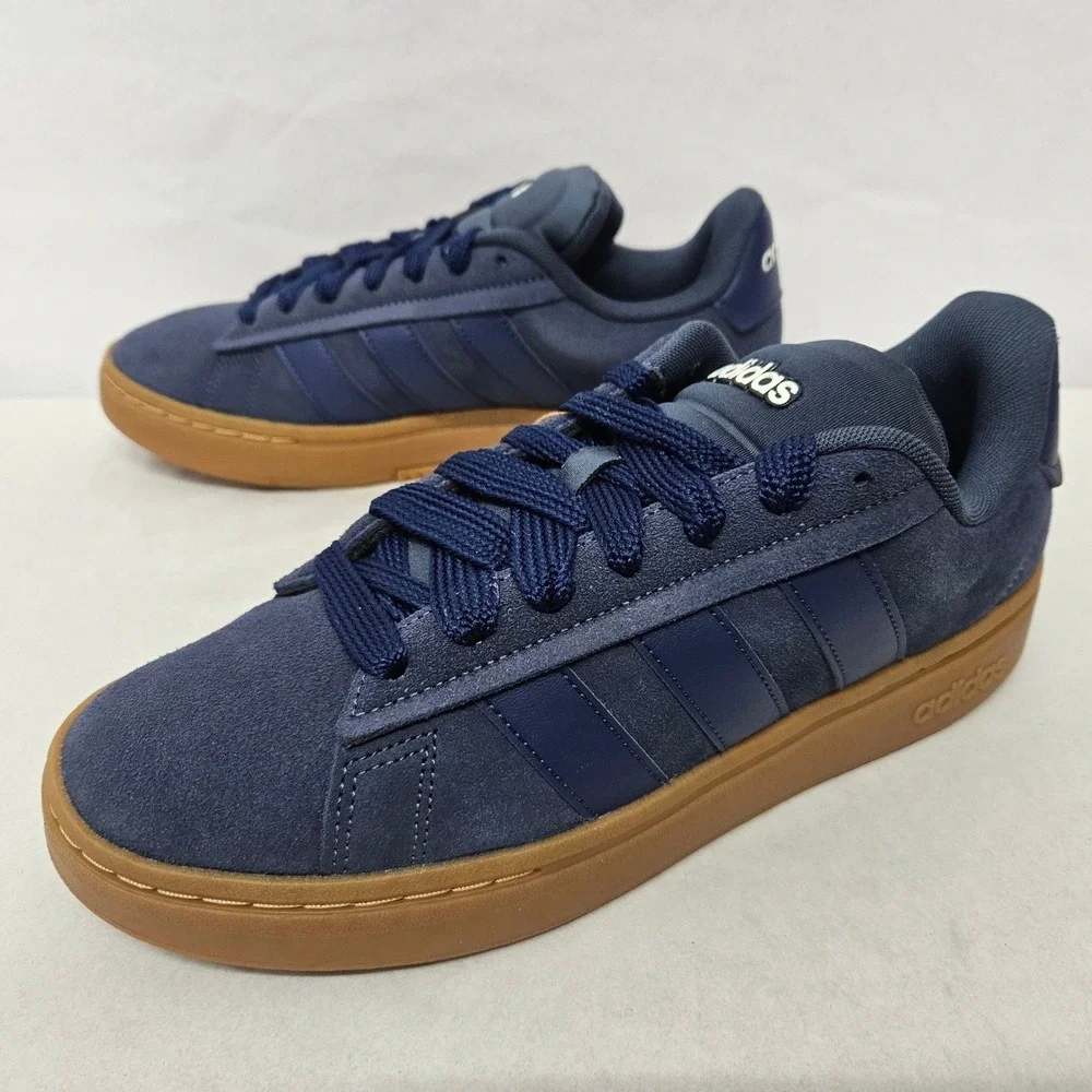 Adidas Grand Court Alpha 00s Sneakers JQ3008 Blue Suede‎ Gum Sole Men Size 9.5 - Picture 4 of 12